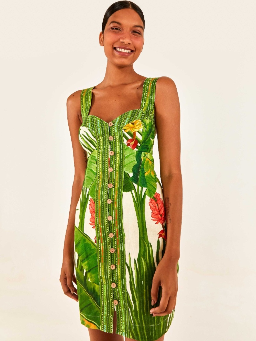 Fresh Forest Scarf Button Down Mini Dress